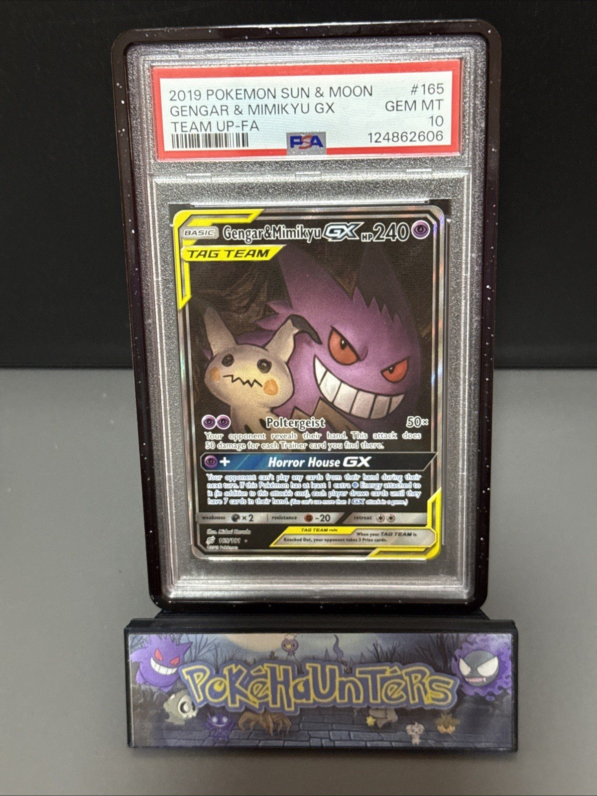 Pokemon Card Gengar & Mimikyu GX 165/181 Sun & Moon Team Up PSA 10 – Photo 1
